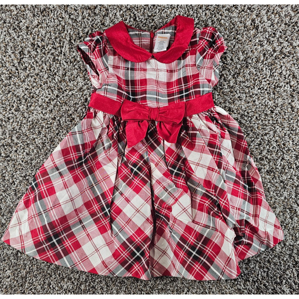 Gymboree Baby Girls Sz 12-18M Formal Dress Red White Plaid Holiday
